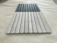 Mosaïque en marbre vert d'Inde, gris et blanc de Carrare, 30x30 cm, surface convexe et concave, pour l'intérieur des hôtels de luxe