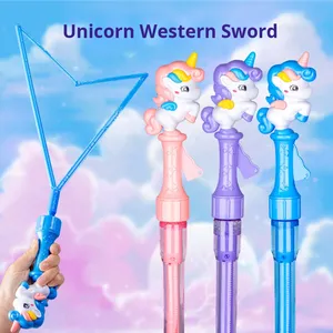 <strong>Large</strong> Cartoon Dinosaur and Unicorn <strong>Bubble</strong> <strong>Wand</strong> with Western Sword Water Spring Stall Toy for Boys and Girls - Product Image 1