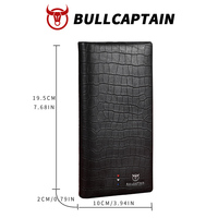 Dompet Panjang Kulit Asli BULLCAPTAIN Motif Buaya untuk Pria - Dompet Kartu Bisnis Mewah dengan Pelindung RFID