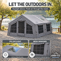 Tente pneumatique Coody Familia 17.2 - Gris, grande tente gonflable imperméable pour plusieurs personnes, tente de camping familiale gonflable pour l'extérieur