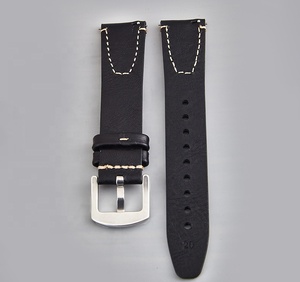 Correa de reloj de cuero genuino de piel de vaca con costura Retro profesional 18mm 20mm 22mm para reloj inteligente banda Universal rápida - Product Image 6