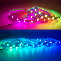 Bande lumineuse LED intelligente RGB 5V WS2812B, 60 LED, largeur 5 mm, flexible, contrôle par application, bande lumineuse adressable matricielle 5050