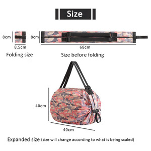 Eco Friendly Drawstring <b>Foldable</b> Grocery Tote <b>Bag</b> Custom Logo Polyester Reusable Shopping <b>Bag</b> With Strap - Product Image 3