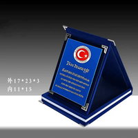 MH-J443 de plaque de certificat en bois de velours plaqué or argent bleu jaune avec impression personnalisée
