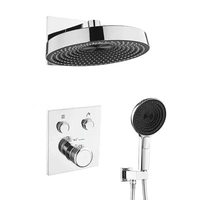 Ensemble de système de douche de salle de bain thermostatique encastré à 2 fonctions Ensemble de robinet de douche rond en or brossé
