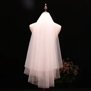 Two Layer 60*90cm Pure White/Ivory/Champagne Short Soft Tulle Wedding Accessories Bridal Veils