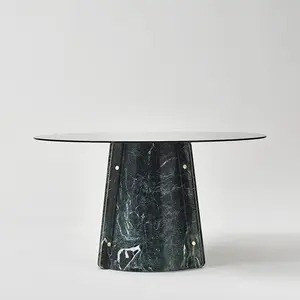 Moderne Luxus Naturstein runde Esstische moderner weißer und schwarzer runder Marmor Esstisch
