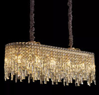 Lustre carré moderne en cristal K9, villa, salon, salle à manger, lampe suspendue longue, minimaliste, linéaire, pompon, éclairage de luxe