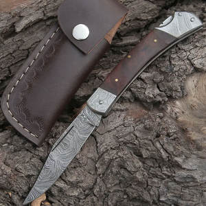 Cuchillos Plegables de Acero de Damasco Hechos a Mano, Totalmente Personalizados, con Mango de Madera Ligero, Cuchillo de Bolsillo con Garantía de 3 Años - Directo de Fábrica - Product Image 4