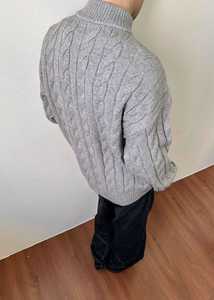 เสื้อกันหนาวลำลองแขนยาวคอตั้งสำหรับผู้ชาย <span class=keywords><strong>littlepony</strong></span> เสื้อสเวตเตอร์ถักมีปกสีพื้นแบบลำลองใหม่2025 - Product Image 6
