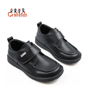 Crabkids Hot Sale Large Size Children Black Leather Dress Shoes Boy Kids Uniform Stock Shoes Back To School Shoe For Boys