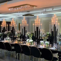 Candélabres à 9 bras en acrylique noir pour centres de table de mariage, décoration, chandeliers pour mariage