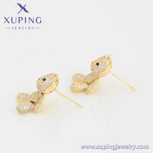 BLE-2169 و Xuping موضة 2022 الجملة غرامة مجوهرات الأطفال حزب مجوهرات الاصطناعية تشيكوسلوفاكيا 3A + 14K الذهب اللون قرط الاذن المرصع - Product Image 3