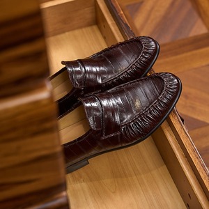 Mocasines de Cuero Genuino Beige para Hombre, Zapatos Planos Casuales de Primavera, Suela de Goma, Cómodos para Conducir, Sin Cordones - Product Image 3