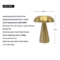 Veilleuse LED tricolore au design moderne en métal chromé champignon à gradation barre d'étude dôme en fer à batterie pour bureaux chambres à coucher