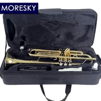 MORESKY Trumpet Bb Flat Brass Gold-painted 3-Piston Valve MTR-101