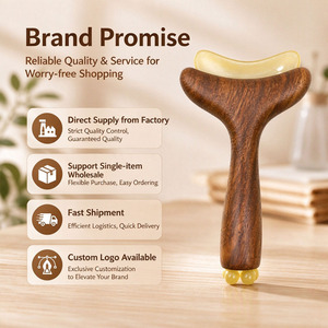 Herramienta de masaje de acupresión de 5 cuentas con logotipo personalizado, tabla de raspado de meridianos pulida a mano para alivio del estrés, cepillo para el cabello - Product Image 3