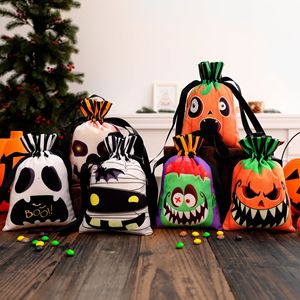 Bolsas de calabaza de Halloween, bolso de caramelo para galletas, disfraz, bolsa de regalo para truco o trato, bolsas con cordón de fieltro de arpillera reutilizables - Product Image 2