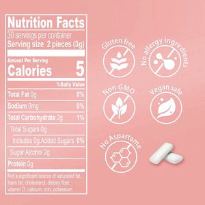 La gomma xilitolo di fabbrica OEM contiene eritritolo supporta la cura orale a basso contenuto calorico senza zucchero gomma aromatizzata all'anguria 60 <span class=keywords><strong>compresse</strong></span>/confezione - Product Image 3