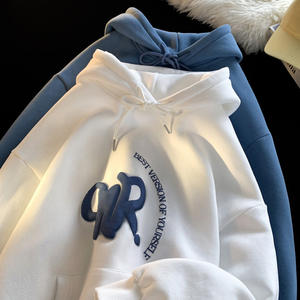 هوديز رجالي فاخر من القطن 100٪ بأكتاف منخفضة وطباعة بارزة وتطريز ثلاثي الأبعاد قابل للتنفس مع شعار مخصص - Product Image 2