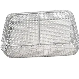 Rectangle Woven Stainless Steel Wire Mesh Basket With Diaphragm Lockable Catch Style Lid