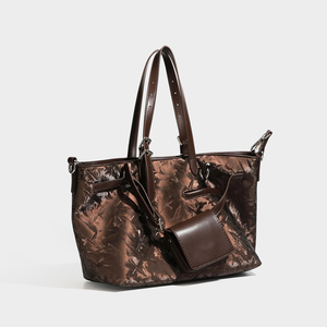 Luxe designer tas van gekreukeld metallic materiaal, grote capaciteit, shopper, verstelbare schouderband, handtas, schoudertas, crossbody tas voor dames - Product Image 3