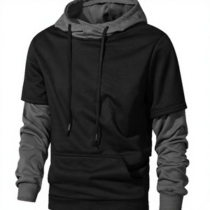 2026 Fashion Patchwork Knitted Eco-Friendly Spring <b>Men's</b> Hooded <b>Pullover</b> Drawstring Pocket Casual Long Sleeve Sweatshirt - Product Image 3