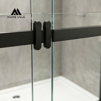 Porte de douche double coulissante sur mesure en verre trempé et acier inoxydable Mars Villa pour salle de bain (vente en gros)