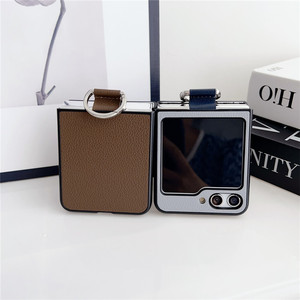 Étui en cuir Lichee pour <span class=keywords><strong>Samsung</strong></span> Z Flip <span class=keywords><strong>6</strong></span> 5 4 3 Flip4 Flip5 Flip6 Couverture de contraste de couleur - Product Image 4