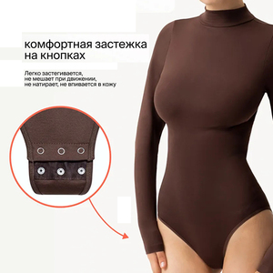 Body de manga larga <span class=keywords><strong>con</strong></span> cuello alto, Tanga sin costuras, realce de glúteos, entrepierna abierta <span class=keywords><strong>con</strong></span> ganchos, moldeador de cuerpo para mujer - Product Image 6