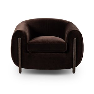 Poltrona Moderna Italiana di Lusso in Velluto Marrone Scuro, Sedia Curva da Club <span class=keywords><strong>per</strong></span> Salotti di Design e Progetti di Ville di Lusso - Product Image 2