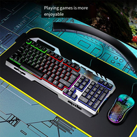 Ensemble clavier et souris de jeu filaire mécanique RGB rétroéclairé pour ordinateur de bureau fabriqué en usine, clavier et souris de jeu combinés USB 1600 DPI