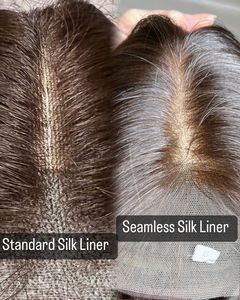 Nueva Llegada de <span class=keywords><strong>Pelo</strong></span> Europeo Resalte Fresco Rubio Ceniza Natural y Realista sin Costuras Forro de Seda Encaje Top Peluca Judía Para Mujeres - Product Image 6