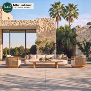 Ensemble de canapés d'extérieur modernes en <span class=keywords><strong>teck</strong></span> pour hôtel, patio, villa, jardin, mobilier de jardin en bois <span class=keywords><strong>massif</strong></span>, <span class=keywords><strong>fauteuil</strong></span> - Product Image 1
