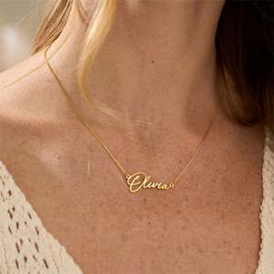 Collier ras du cou personnalisé en acier inoxydable plaqué or avec pendentif chaîne, bijoux fins à la mode pour femme, cadeau d'anniversaire - Product Image 4