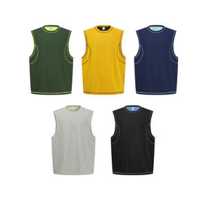 Nouveau débardeur décontracté vintage 2026, color block, teint et délavé, lourd, effet vieilli, sans manches, pour homme, style rétro streetwear d'été - Product Image 1