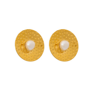 Ensemble de bijoux de haute qualité avec pendentif pièce d'or, collier et boucles d'oreilles en perles, plaqué or 18 carats, boucles d'oreilles clous rondes, pour femme - Product Image 6
