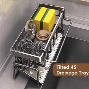 Organizzatore Multifunzionale in Metallo per Lavello da <span class=keywords><strong>Cucina</strong></span>, Porta Strofinacci, Scolapiatti per Ripiani e Mensole da <span class=keywords><strong>Cucina</strong></span> - Product Image 3