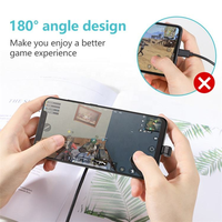 Câble USB en forme de U à 90 degrés, 1 m, chargeur rapide tressé TPE 2-en-1 Micro et Type-C pour mobile et gaming - Noir
