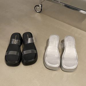 Pantuflas de Moda 2025, Talla Grande, Suela Gruesa, Diseño Recto, para Uso Casual de Verano, para Mujer - Product Image 4