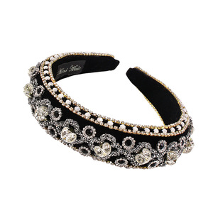 HOVANCI Bandeau de luxe <span class=keywords><strong>fantaisie</strong></span> orné de diamants colorés, style baroque vintage, en velours bouffant, avec perles exquises et cristaux en strass - Product Image 5