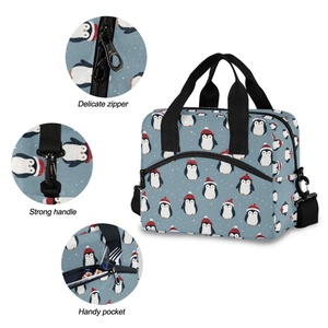 Sac isotherme tendance avec motifs pingouins et logo personnalisé, grande taille, fermeture éclair, portable, pour pique-nique et activités de plein air - Product Image 5