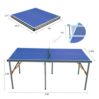 Table de tennis de table de taille moyenne de 6 pieds, pliable et portable, ensemble de table de ping-pong pour jeux en intérieur et en extérieur avec filet