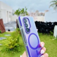Étui de téléphone durable et coloré dégradé pour Samsung Galaxy Z Fold 7, compatible avec la recharge sans fil, coque translucide givrée magnétique