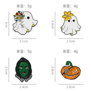 เข็มกลัดโลหะเคลือบแข็งลายฟักทองผีฮาโลวีนแบบดั้งเดิมของ YINI - สีและขนาดตามสั่ง - Product Image 6