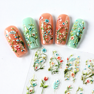 Personnalisé 3D/5D En Relief Fleurs Nail Decal DIY Adhésif Press-on Sticker Style Français <span class=keywords><strong>Manucure</strong></span> Accessoires Produits De Beauté Hot Art - Product Image 2