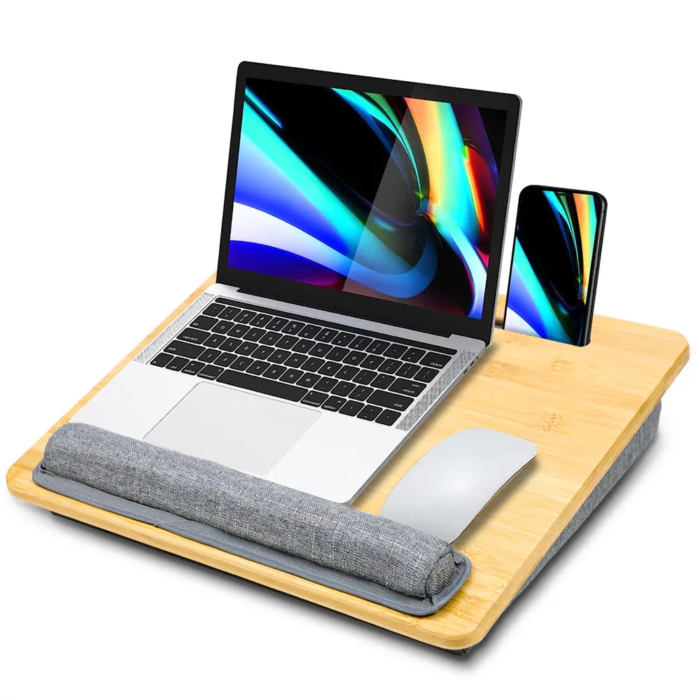 Customize Laptop Computer Lap Tray Soft Lap Tray Tablet Computer Padded Tray Stand Wooden Laptop Desk With Cushion Mouse Mat