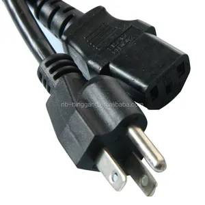 Kabel daya AC colokan standar EU 3 Core, perlindungan lingkungan PVC hitam 250V 1.5M untuk peralatan rumah