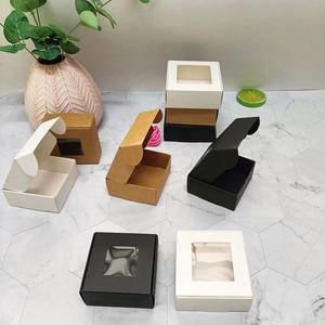 Cheap Kraft Paper Box Brown/black/<b>white</b> Cardboard Transparent Window Packaging <b>Boxes</b> for Soap Wedding Candy <b>Boxes</b> - Product Image 5