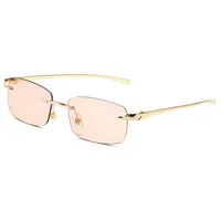 Lunettes de soleil personnalisées sans cadre avec tête de léopard au design unique pour la photographie de rue à la mode et la mode transfrontalière